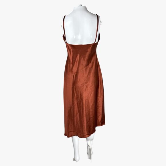 Petal & Pup Satin Sheer Midi Dress in Rust Orange Size 10 Party Glam Formal - Picture 3 of 6